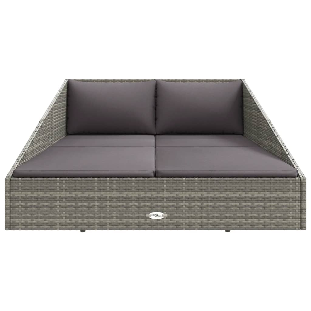 vidaXL Patio Bed Gray 43.3"x78.7" Poly Rattan