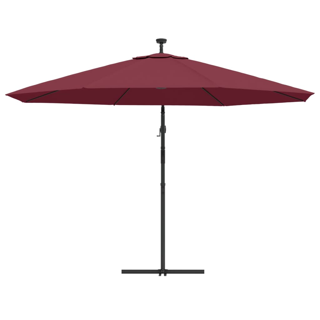 vidaXL Cantilever Umbrella with LED Lights Bordeaux Red 137.8"