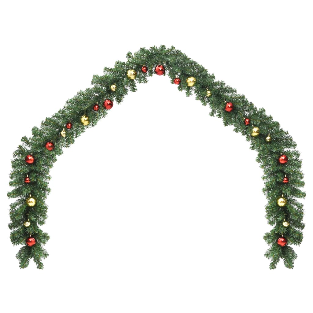 vidaXL Christmas Garland Decorated with Baubles and LED Lights 787.4"