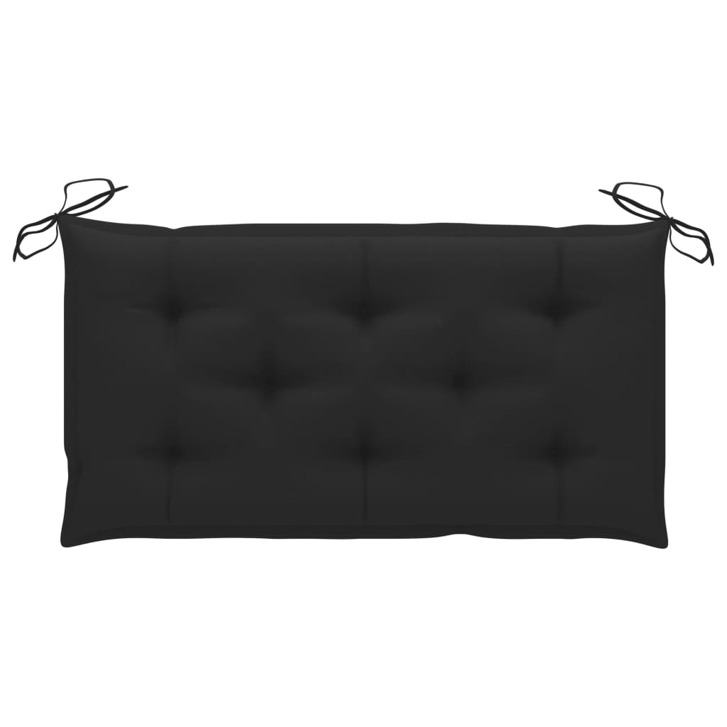 vidaXL Patio Bench with Black Cushion 44.1" Solid Teak Wood