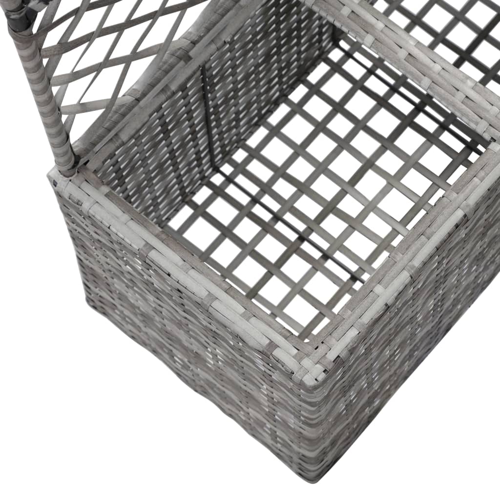 vidaXL Trellis Raised Bed with 2 Pots 22.8" x 11.8" x 42.1" Poly Rattan Gray