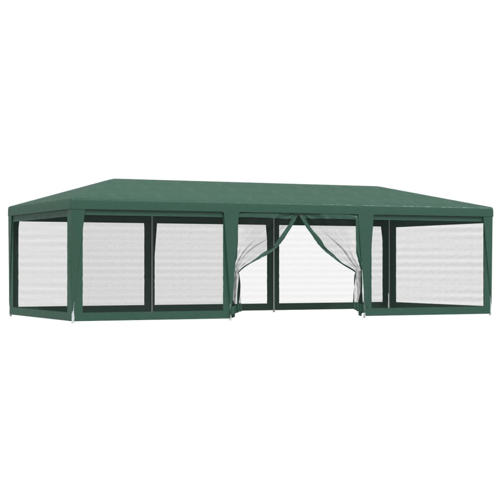 vidaXL Party Tent with 8 Mesh Sidewalls Green 29.5'x13.1' HDPE