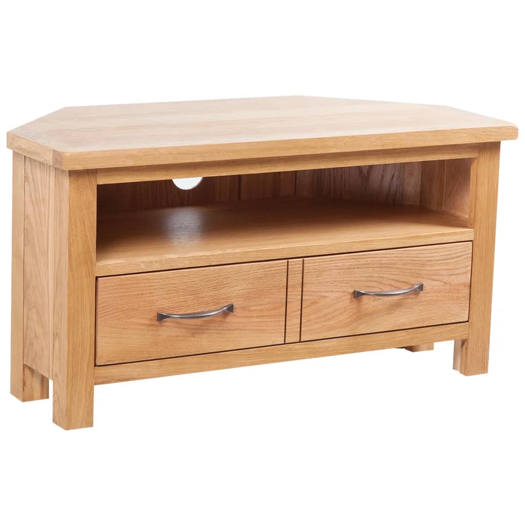 vidaXL TV Cabinet with Drawer Solid Oak Wood 34.6"x16.5"x18.1"