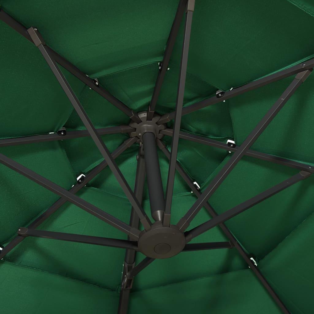vidaXL 4-Tier Parasol with Aluminum Pole Green 9.8'x9.8'