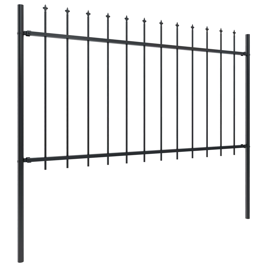 vidaXL Garden Fence with Spear Top Steel 602.4"x39.4" Black
