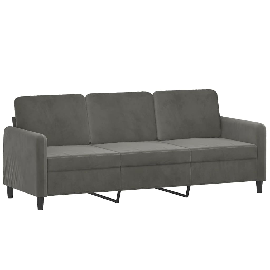 vidaXL 3 Piece Sofa Set with Throw Pillows&Cushions Dark Gray Velvet