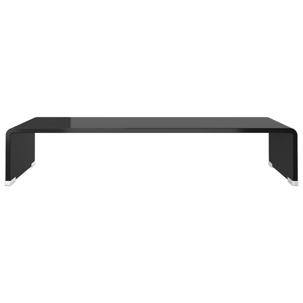 vidaXL TV Stand / Monitor Riser Glass Black 23.6"x9.8"x4.3"