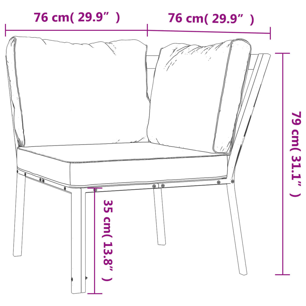 vidaXL Patio Chair with Gray Cushions 29.9"x29.9"x31.1" Steel