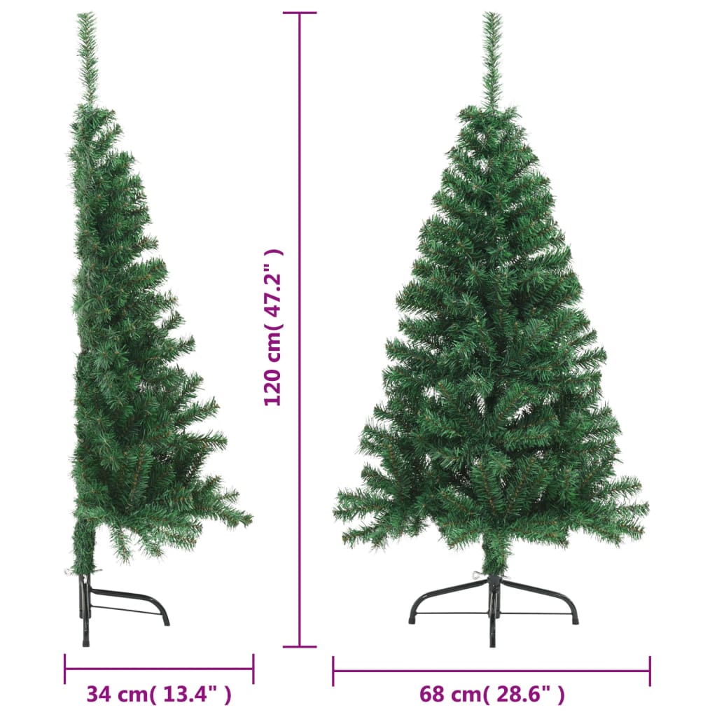 vidaXL Artificial Half Christmas Tree with Stand Green 47.2" PVC