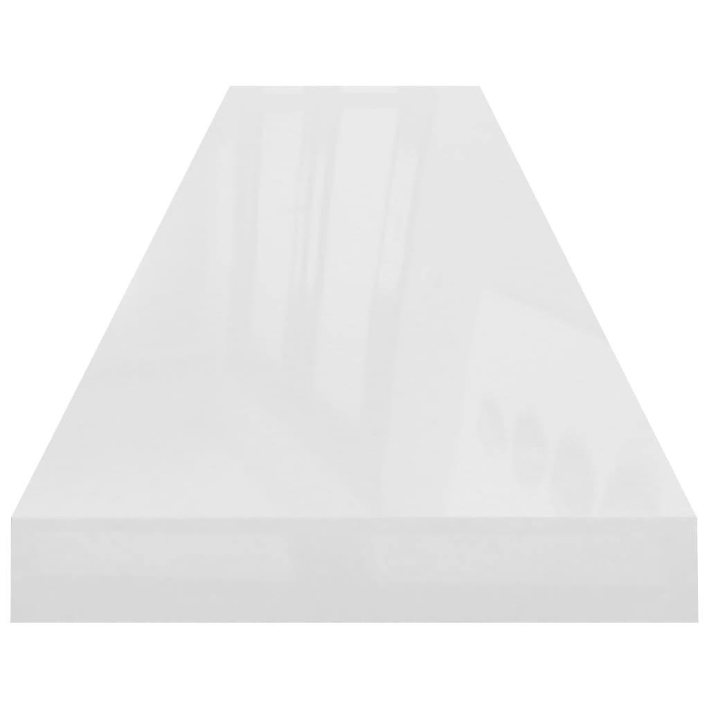 vidaXL Floating Wall Shelves 2 pcs High Gloss White 47.2"x9.3"x1.5" MDF