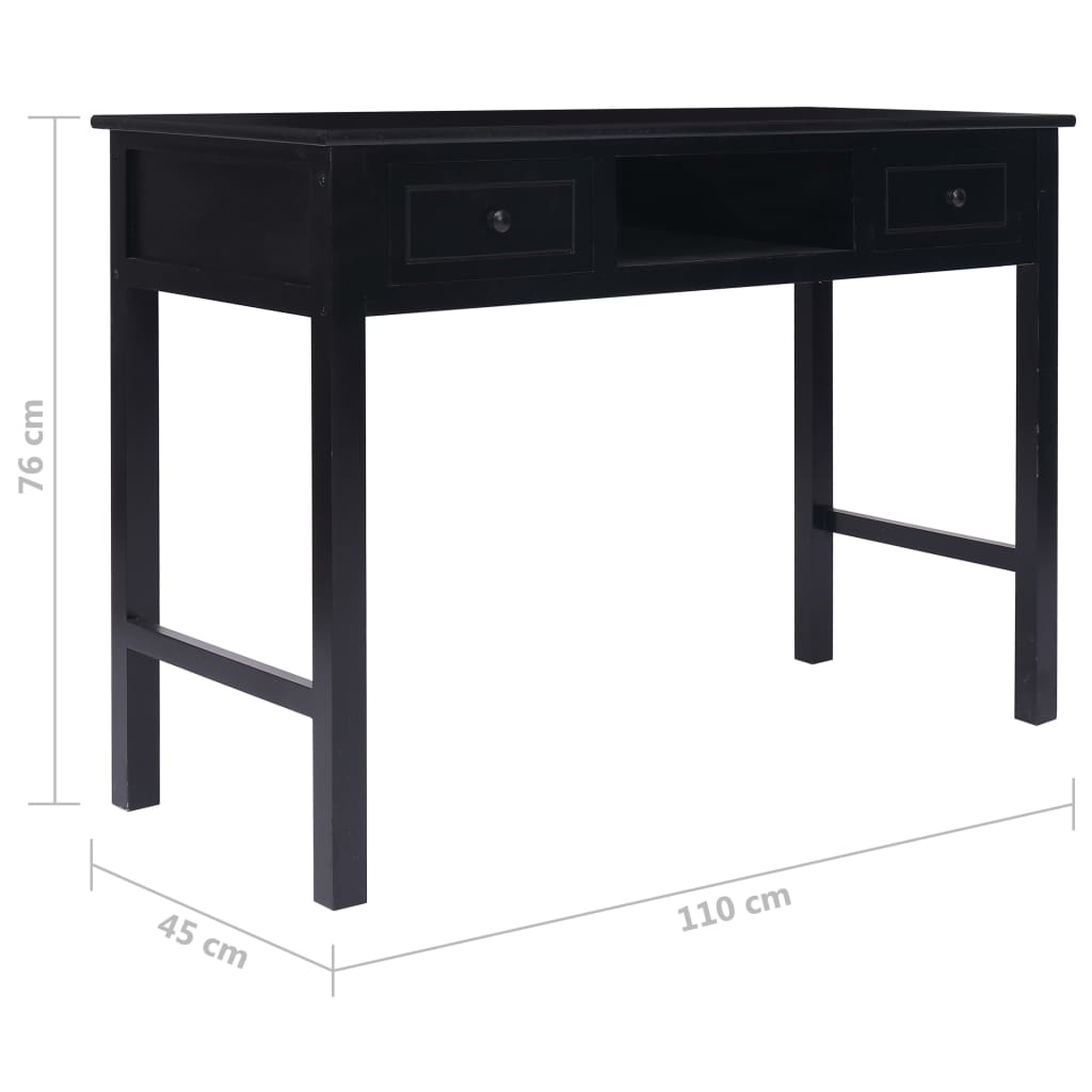 vidaXL Writing Desk Black 43.3"x17.7"x29.9" Wood