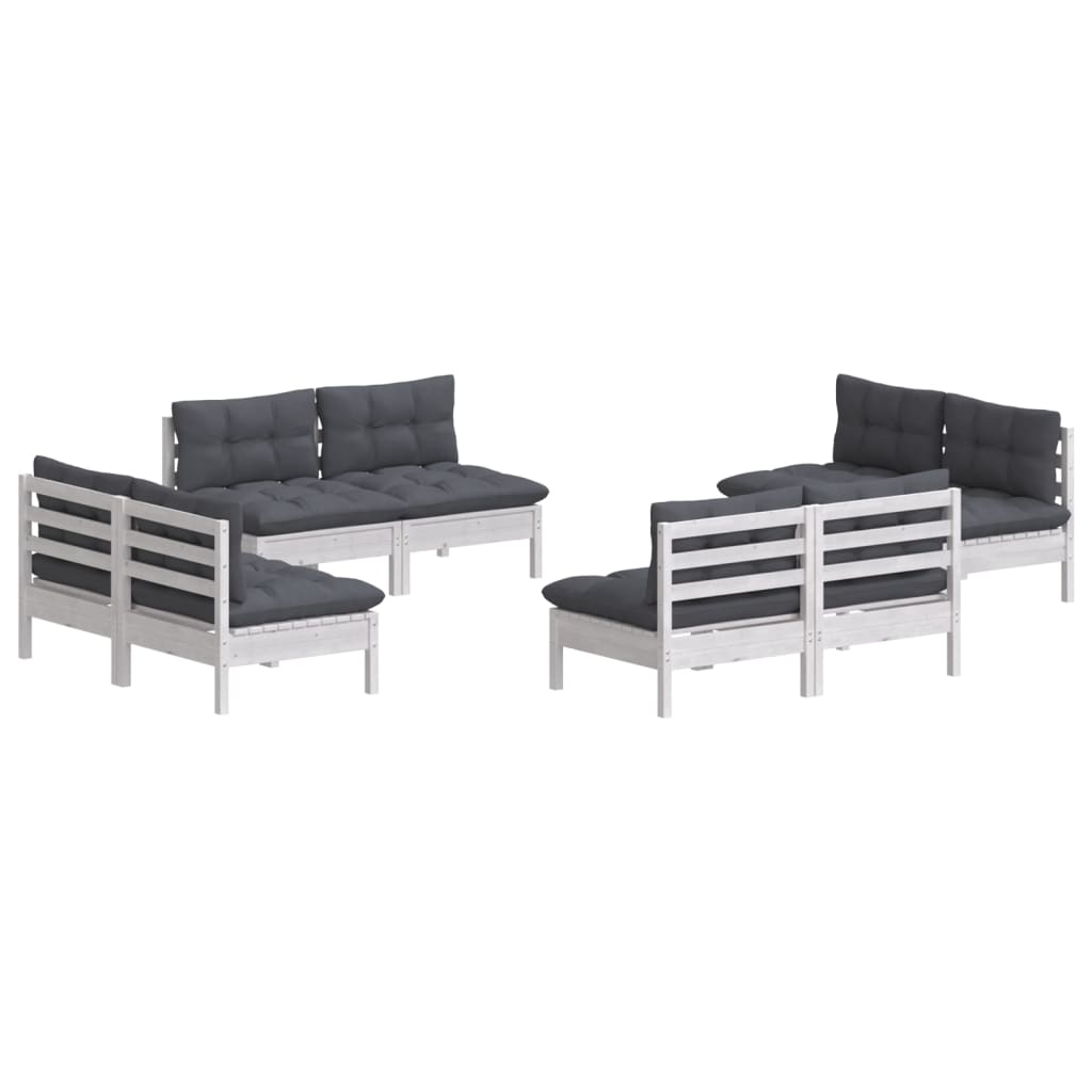 vidaXL 8 Piece Patio Lounge Set with Anthracite Cushions Pinewood