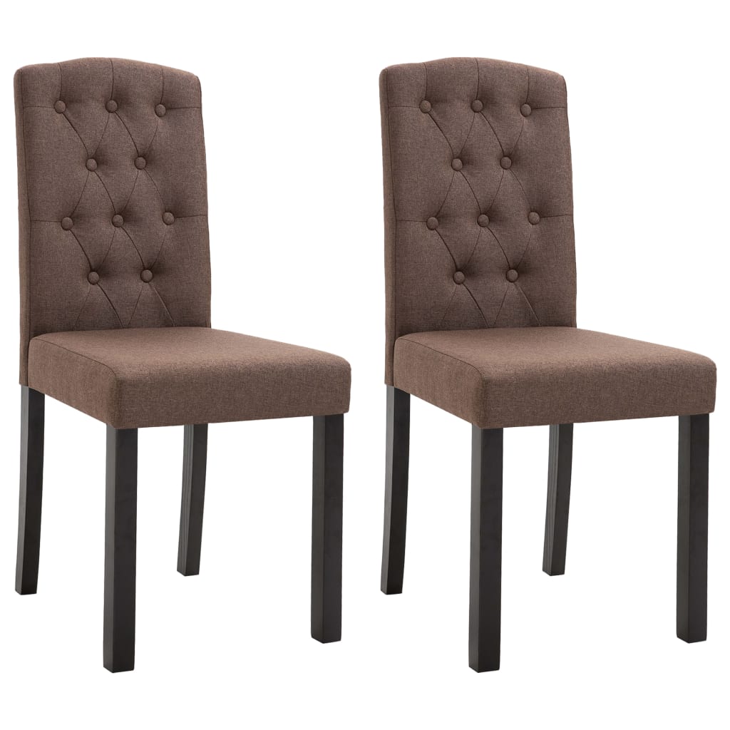 vidaXL Dining Chairs 2 pcs Brown Fabric