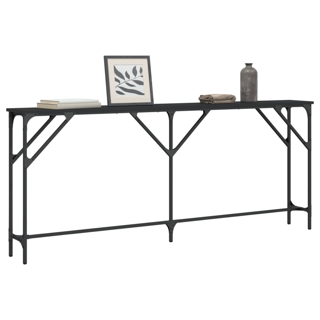 vidaXL Console Table Black 70.9"x9.1"x29.5" Engineered Wood