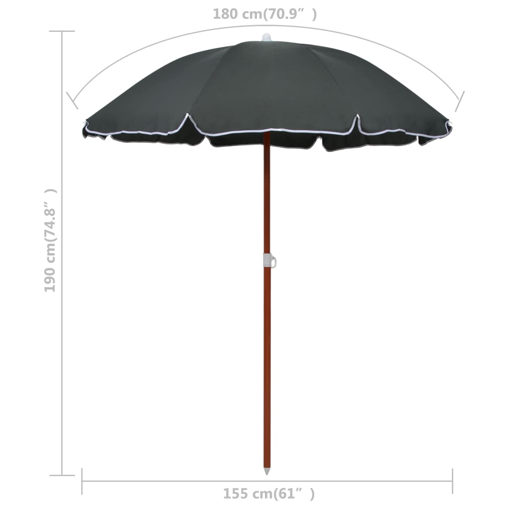 vidaXL Parasol with Steel Pole 70.9" Anthracite