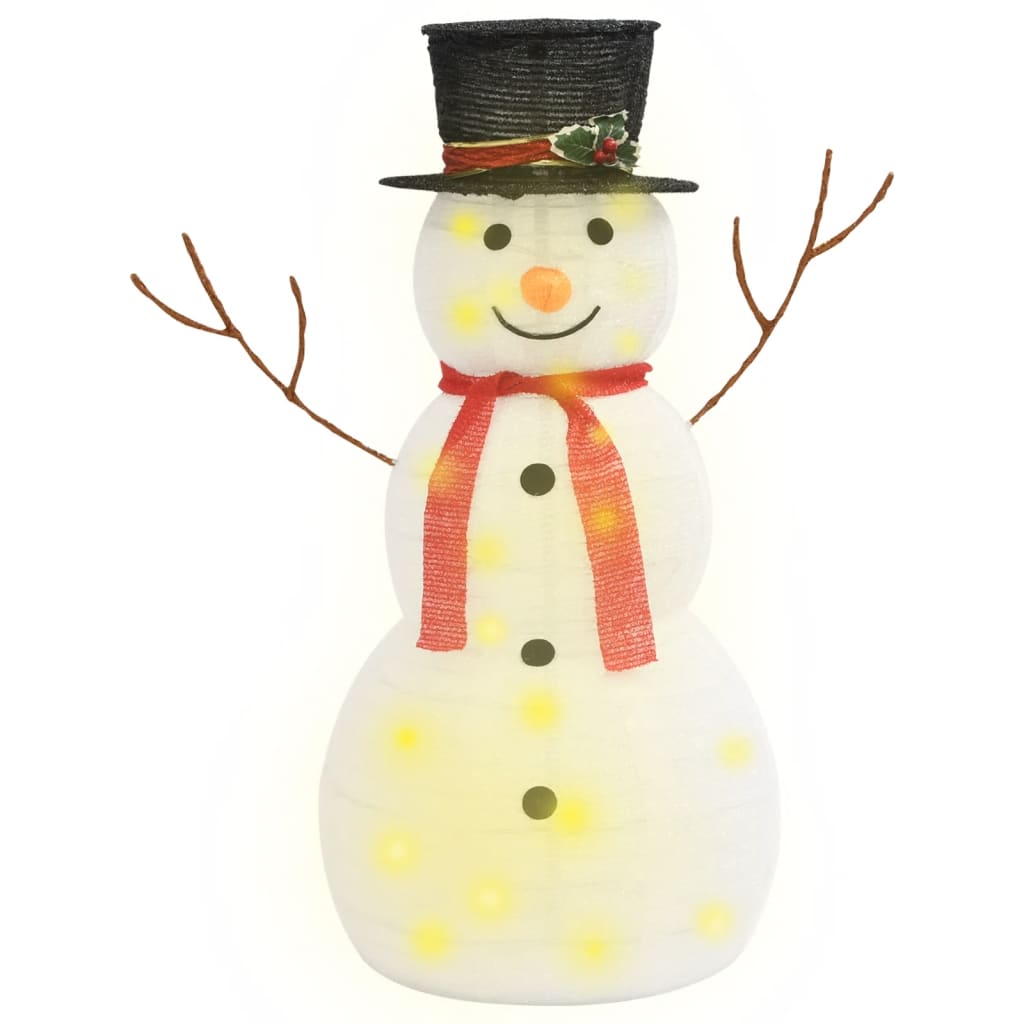vidaXL Decorative Christmas Snowman Figure with LED Luxury Fabric 3 ft
