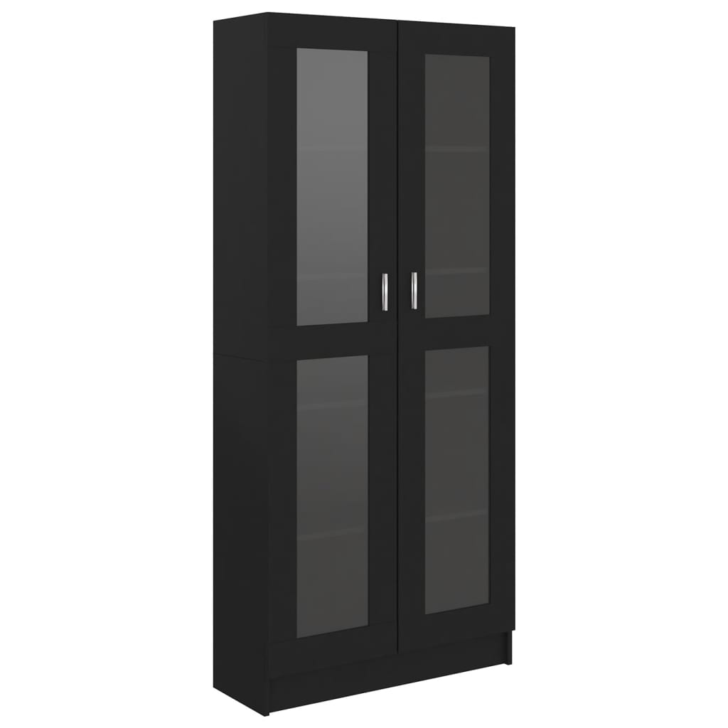 vidaXL Vitrine Cabinet Black 32.5"x12"x73" Engineered Wood