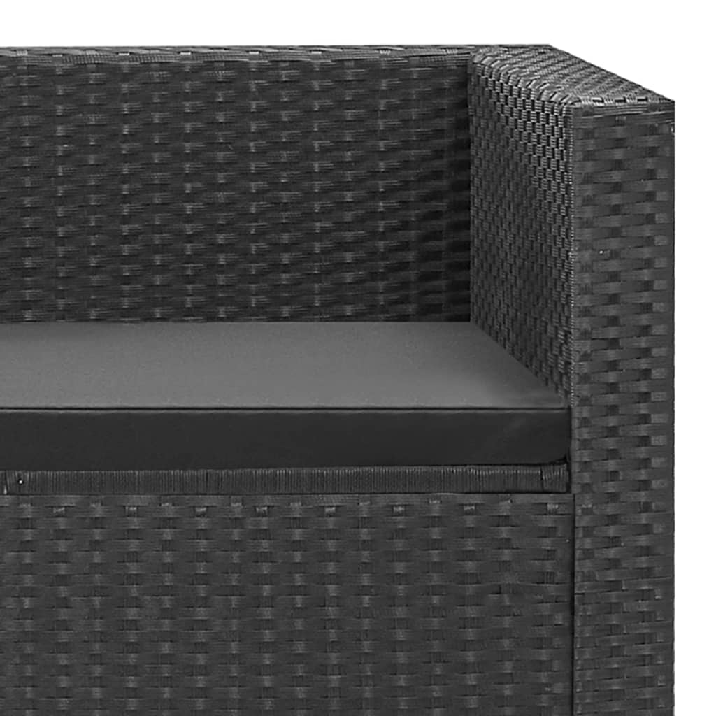 vidaXL 4 Piece Patio Lounge Set Black with Cushions Poly Rattan