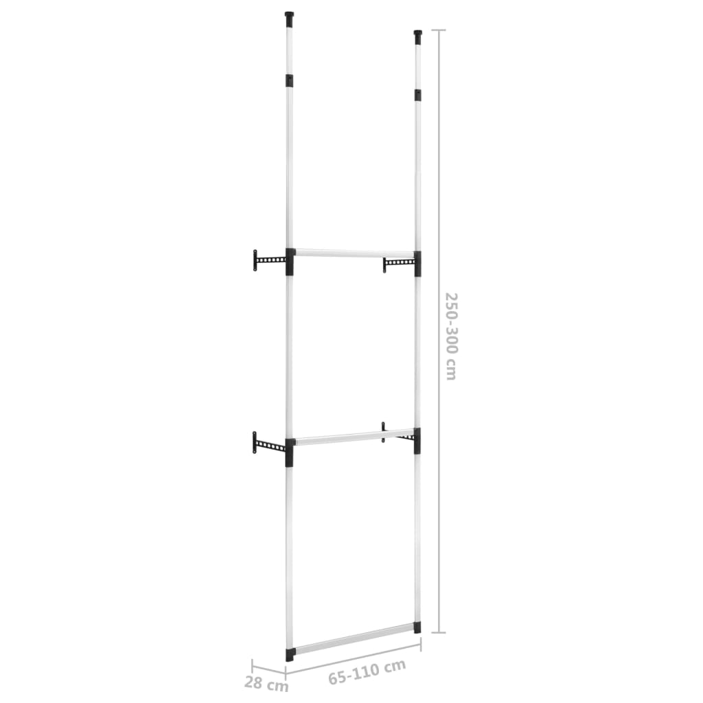 vidaXL Telescopic Wardrobe System with Rods Aluminum