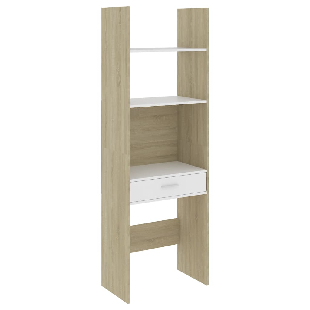 vidaXL 4 Piece Book Cabinet Set White and Sonoma Oak Engineered Wood