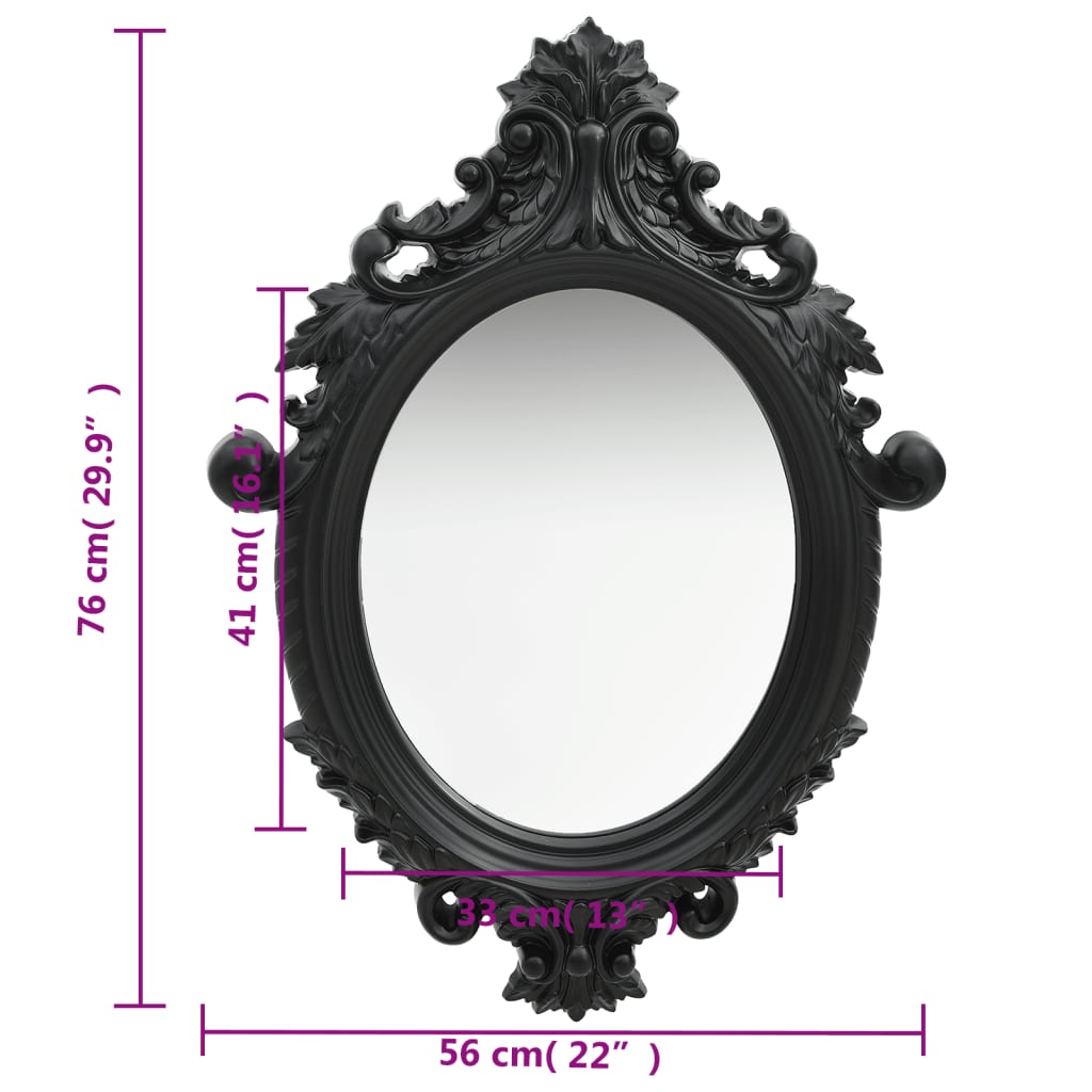 vidaXL Wall Mirror Castle Style 22"x29.9" Black