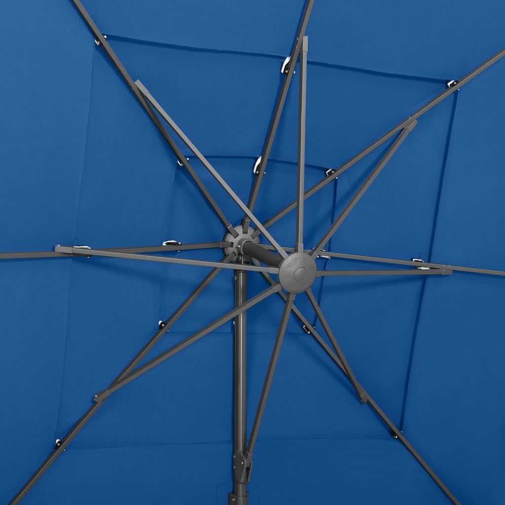 vidaXL 4-Tier Parasol with Aluminum Pole Azure Blue 98.4"x98.4"
