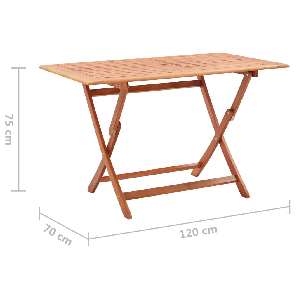 vidaXL Folding Patio Table 47.2"x27.6"x29.5" Solid Eucalyptus Wood