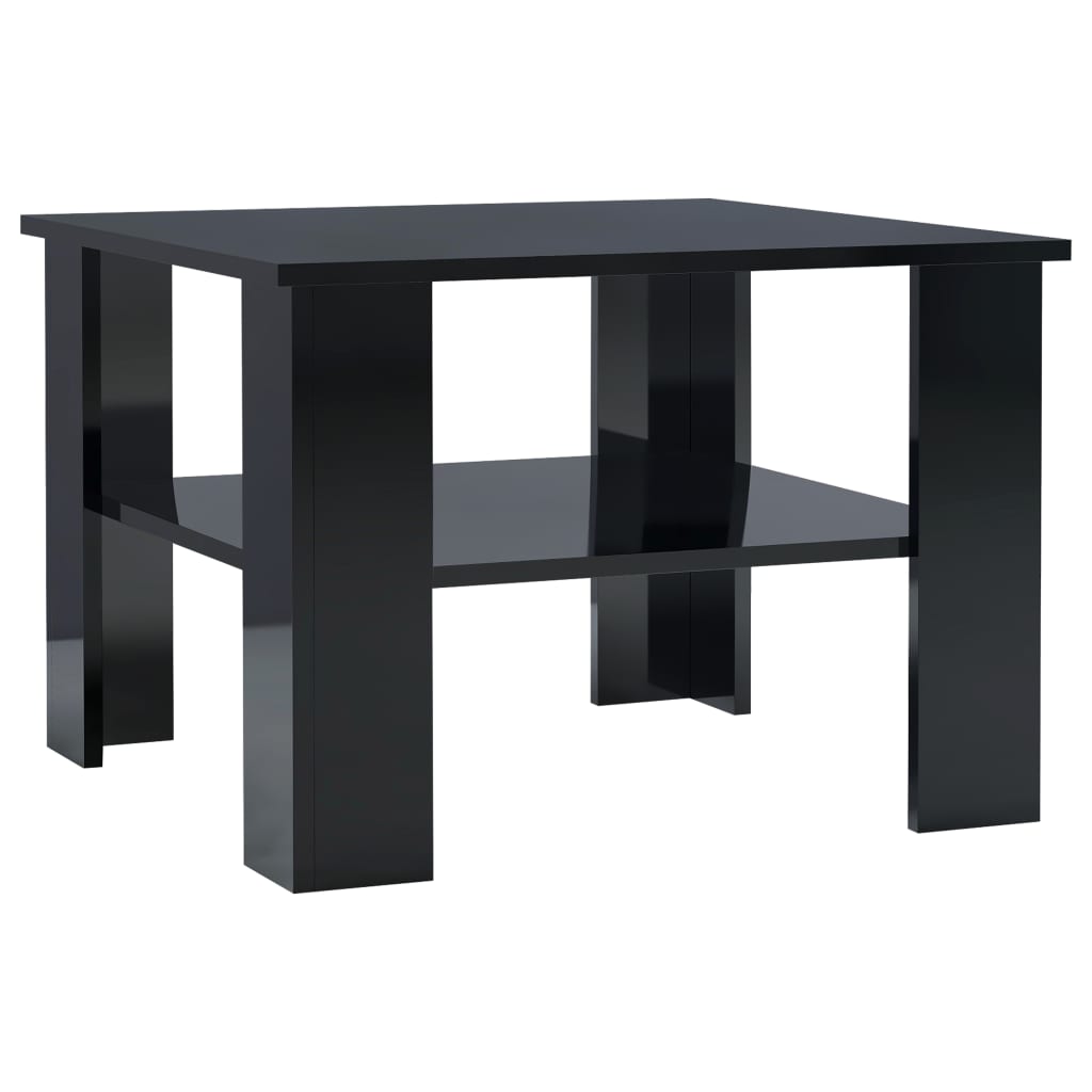 vidaXL Coffee Table High Gloss Black 23.6" x 23.6" x 16.5" Engineered Wood