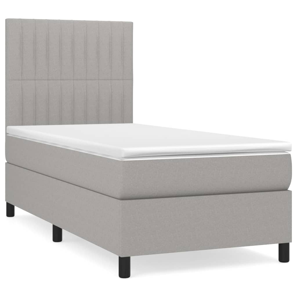 vidaXL Box Spring Bed with Mattress Light Gray Twin XL Fabric