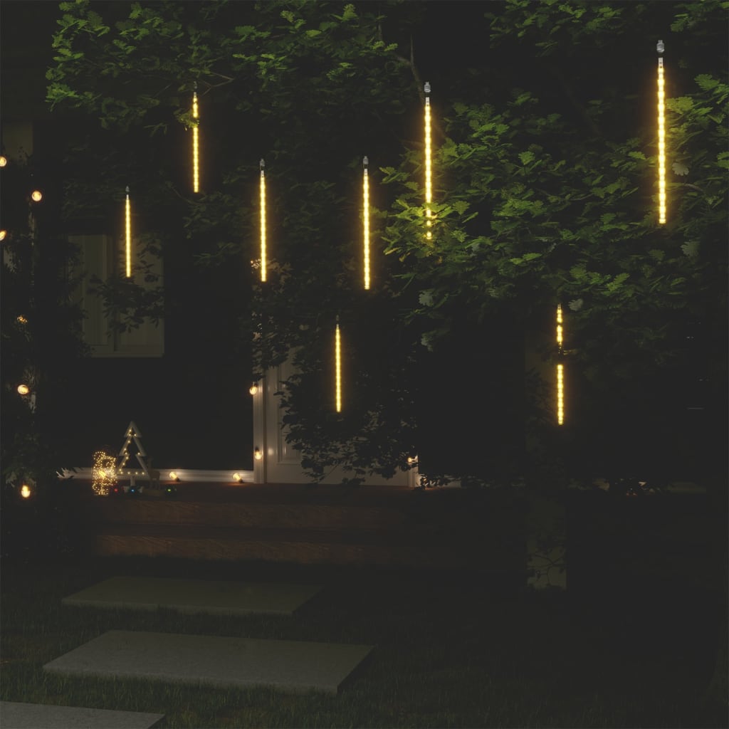 vidaXL Meteor Lights 8 pcs 1 ft Warm White 192 LEDs Indoor Outdoor