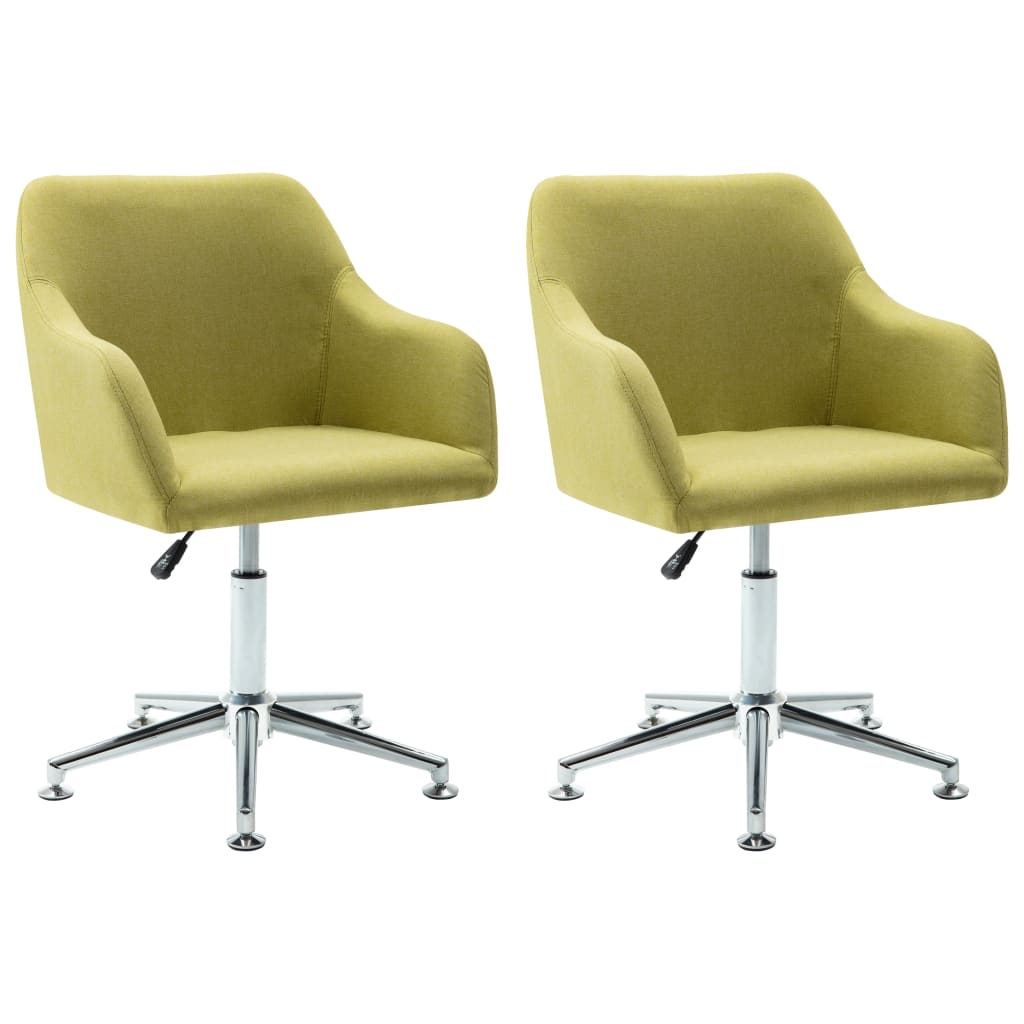 vidaXL Swivel Dining Chairs 2 pcs Green Fabric