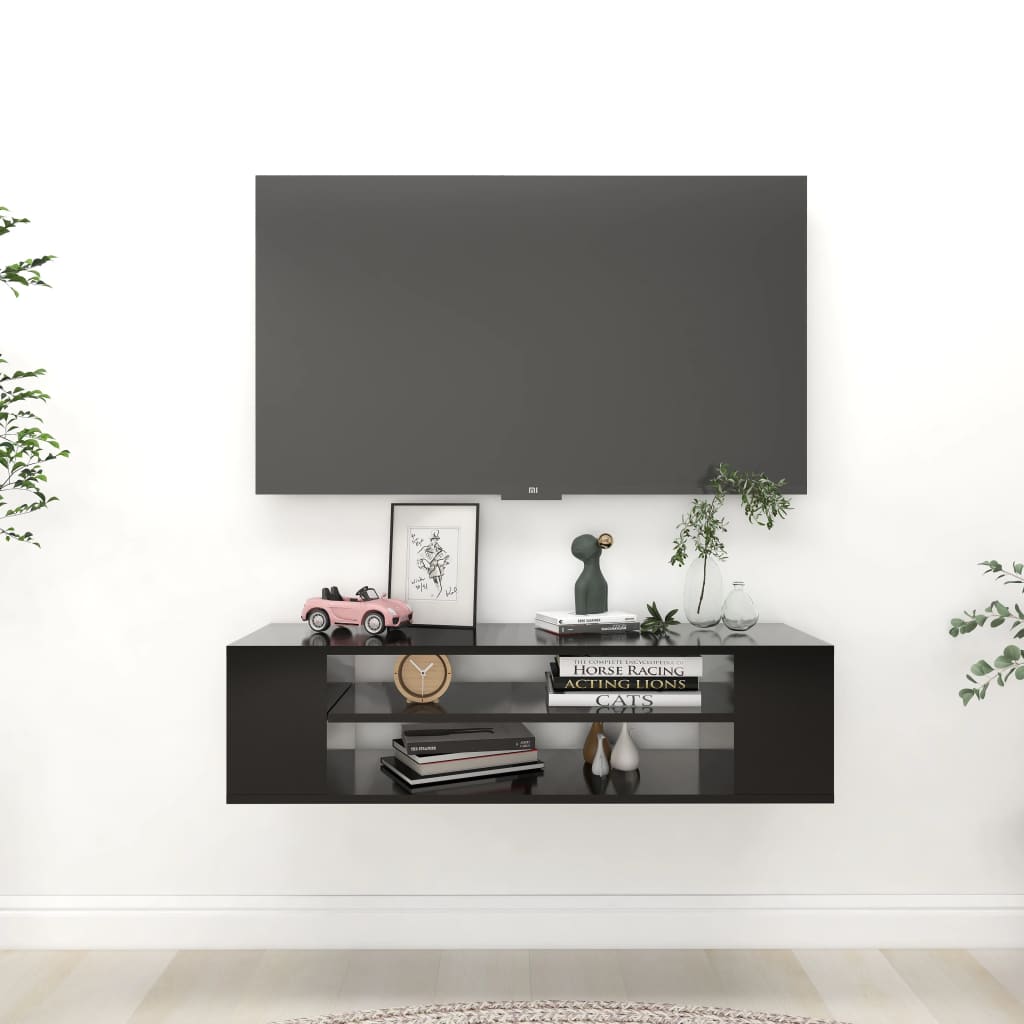 vidaXL Hanging TV Stand Black 39.4"x11.8"x10.4" Engineered Wood