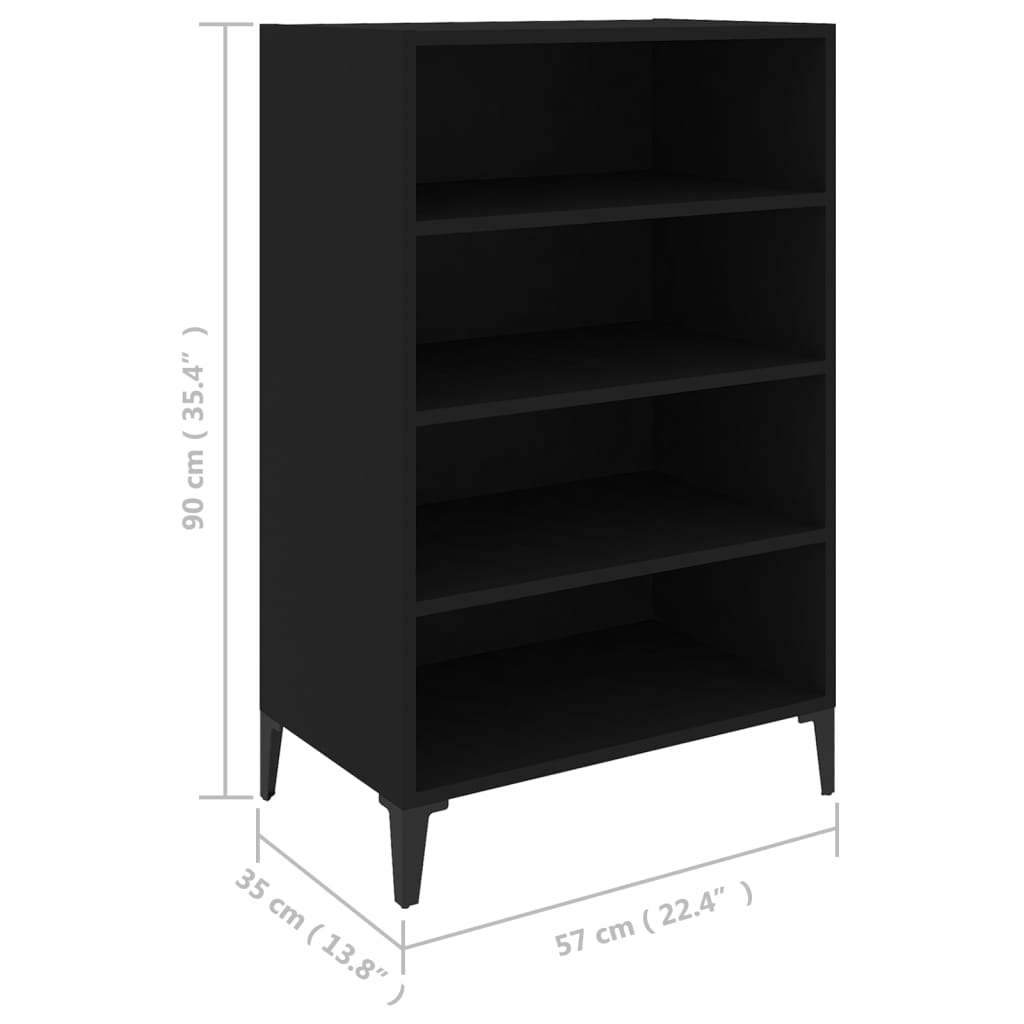 vidaXL Sideboard Black 22.4"x13.8"x35.4" Engineered Wood