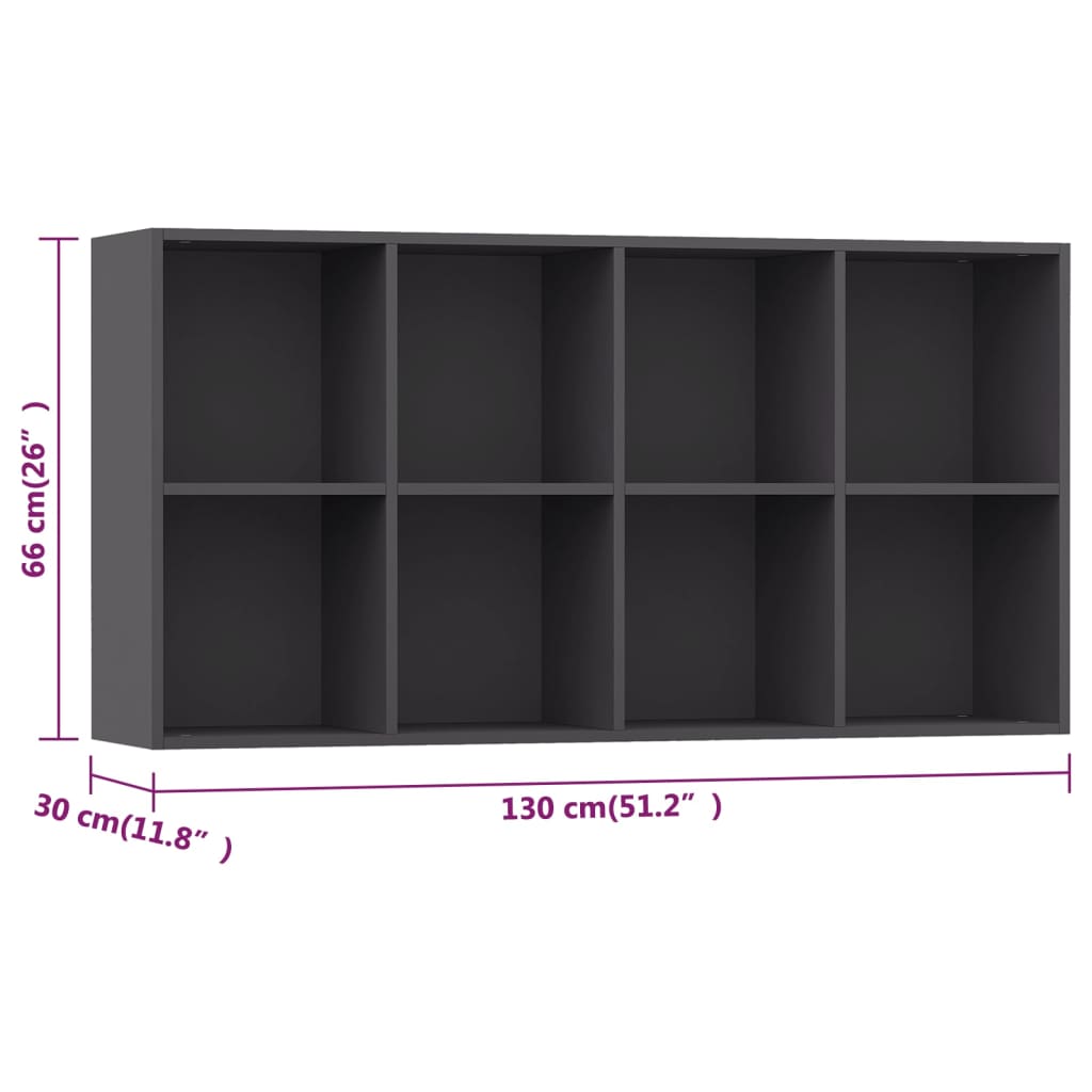vidaXL Book Cabinet/Sideboard Gray 26"x11.8"x51.2" Chipboard
