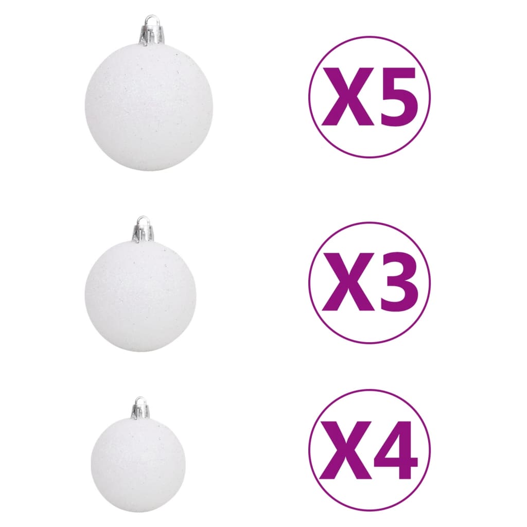 vidaXL 61 Piece Christmas Ball Set with Peak and 150 LEDs White&Gey