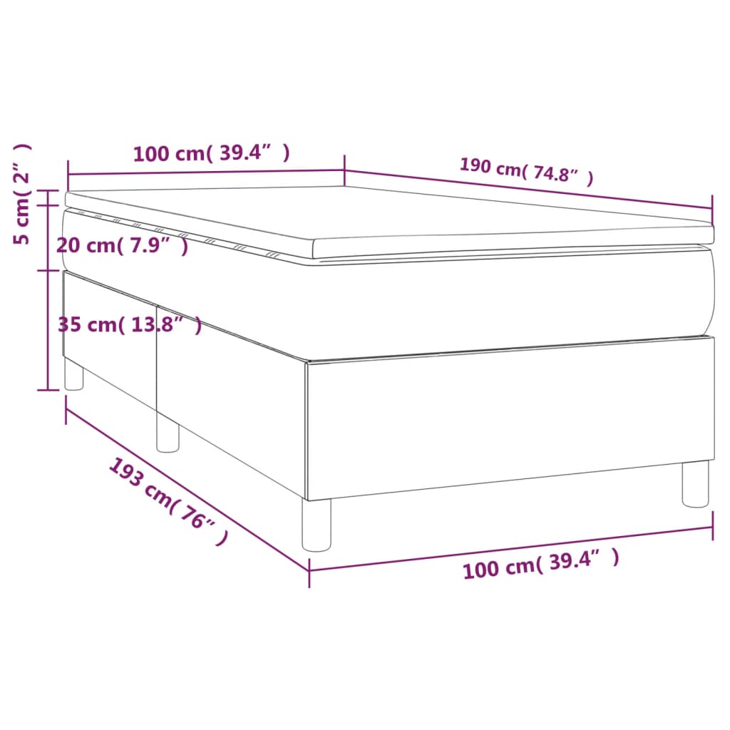 vidaXL Box Spring Bed with Mattress Light Gray 39.4"x74.8" Twin Fabric