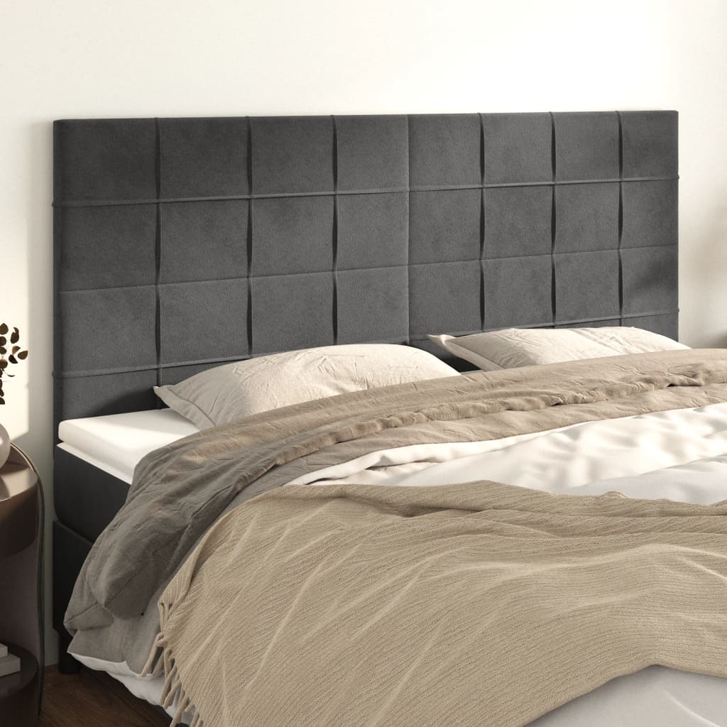 vidaXL Headboards 4 pcs Dark Gray 31.5"x2"x30.7"/34.6" Velvet