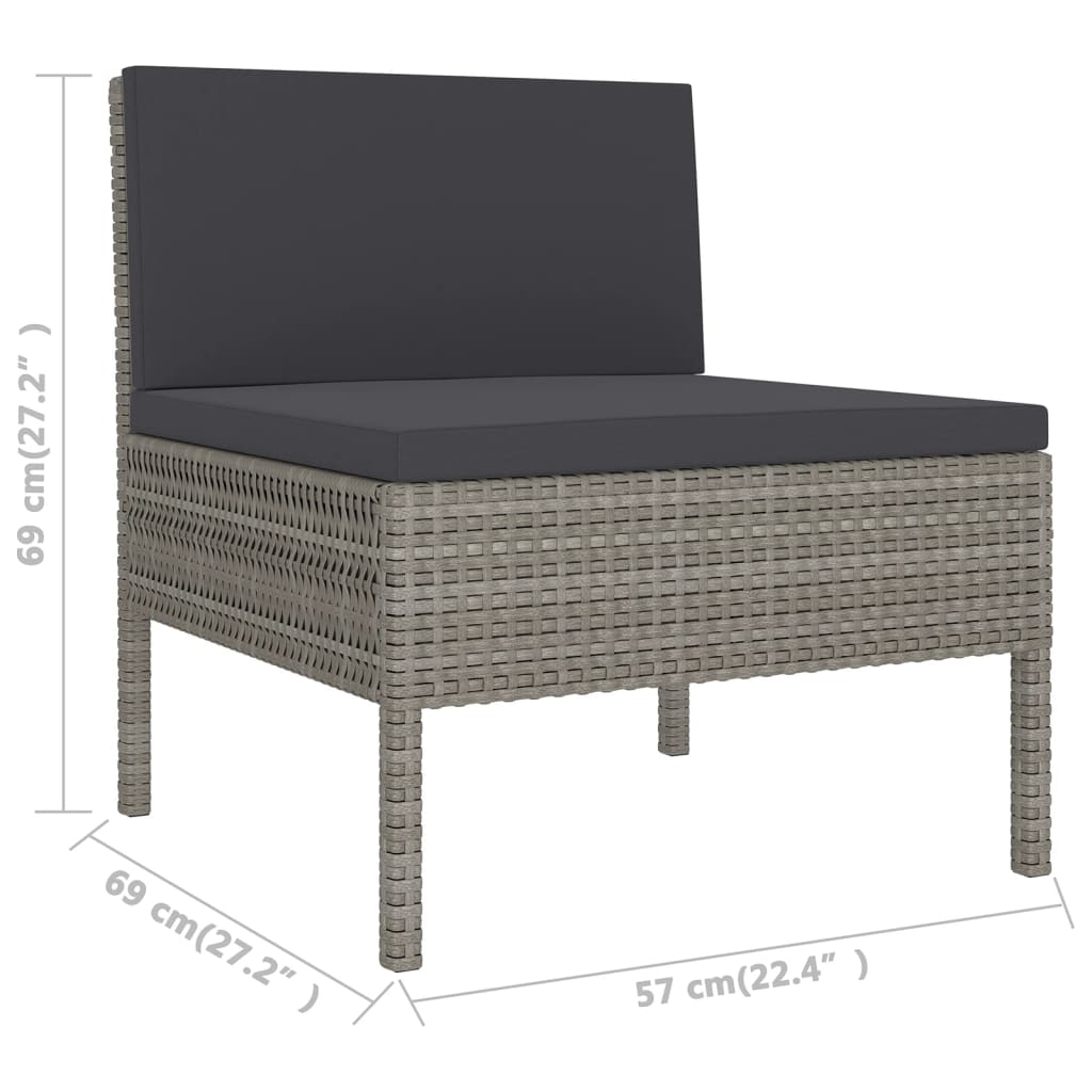 vidaXL 10 Piece Patio Lounge Set with Cushions Poly Rattan Gray