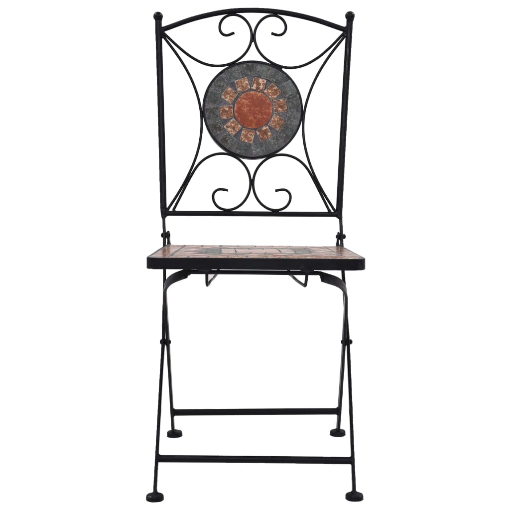 vidaXL Mosaic Bistro Chairs 2 pcs Orange/Gray