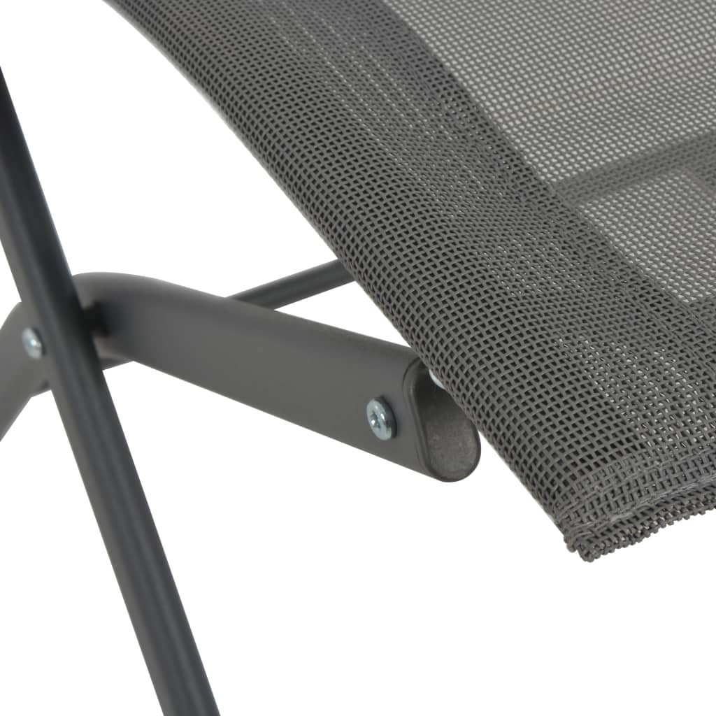 vidaXL Folding Patio Chairs 4 pcs Gray Steel and Textilene