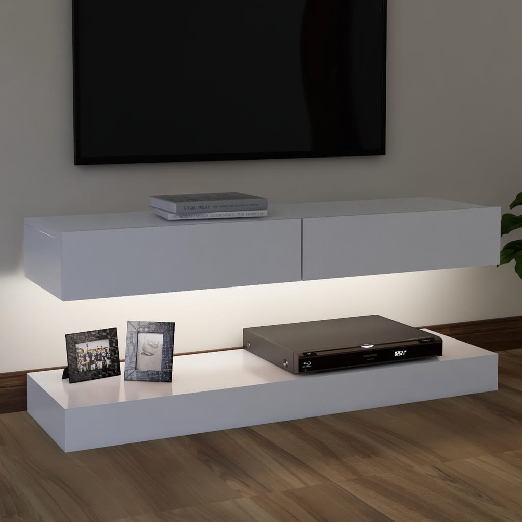 vidaXL TV Cabinet with LED Lights White 47.2"x13.8"