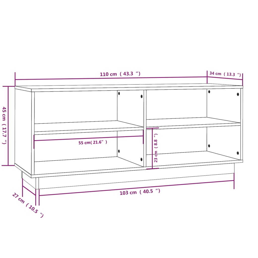 vidaXL Shoe Cabinet Gray 43.3"x13.4"x17.7" Solid Wood Pine