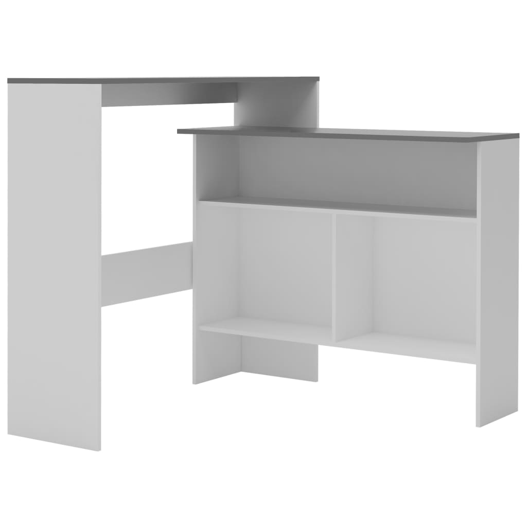 vidaXL Bar Table with 2 Table Tops White and Gray 51.2"x15.7"x47.2"