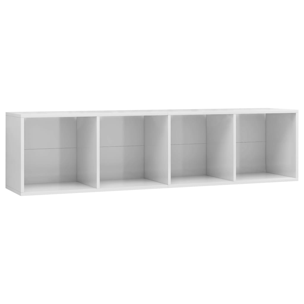 vidaXL Book Cabinet/TV Stand High Gloss White 56.3"x11.8"x14.2"