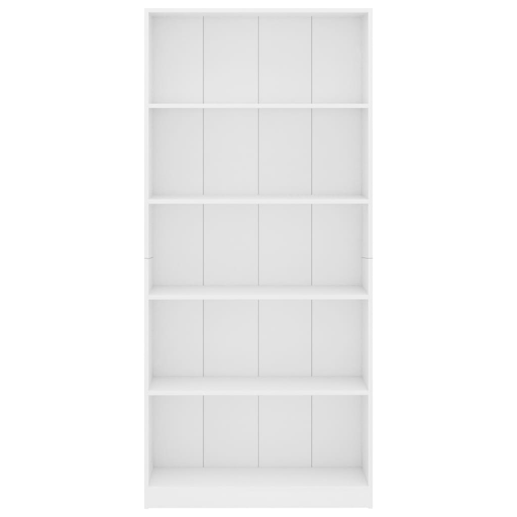vidaXL 5-Tier Book Cabinet White 31.5"x9.4"x68.9" Chipboard