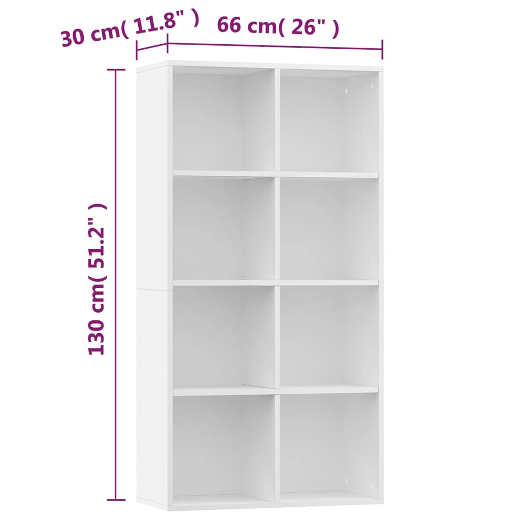 vidaXL Book Cabinet/Sideboard White 26"x11.8"x51.2" Chipboard
