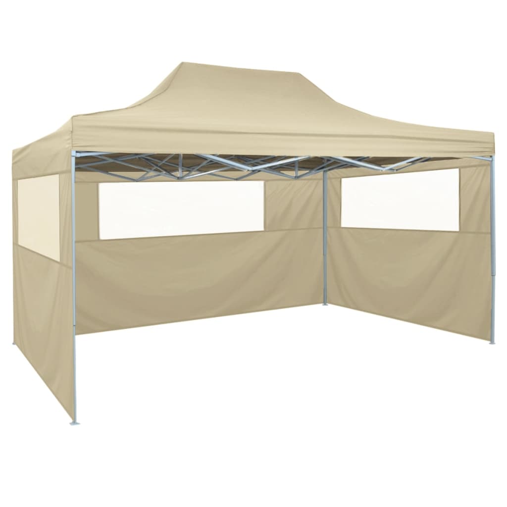 vidaXL Professional Folding Party Tent with 3 Sidewalls 9.8'x13.1' Steel Cream