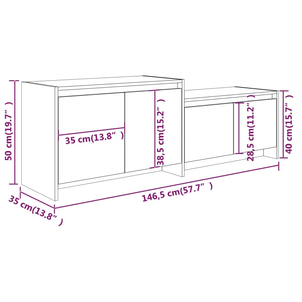 vidaXL TV Stand Concrete Gray 57.7"x13.8"x19.7" Engineered Wood