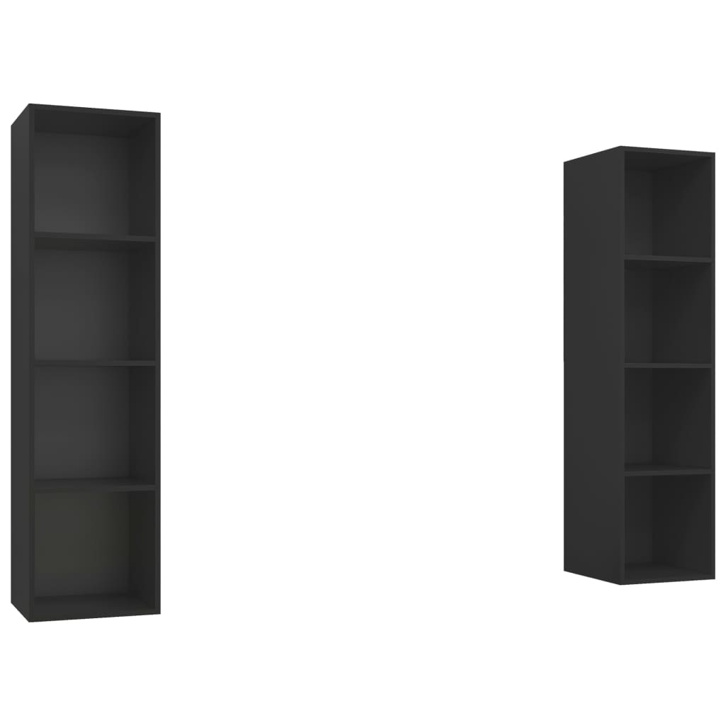 vidaXL Wall-mounted TV Cabinets 2 pcs Black Engineered Wood