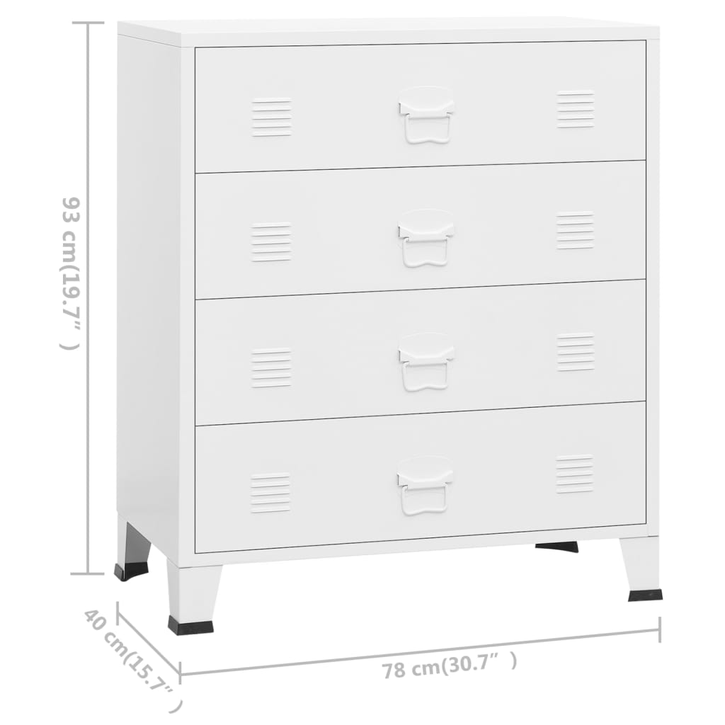 vidaXL Industrial Drawer Cabinet White 30.7"x15.7"x36.6" Metal